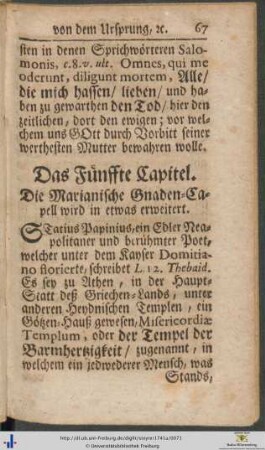 Das Fünffte Capitel