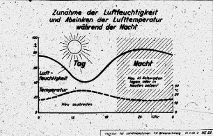 Zunahme der Luftfeuchtigkeit und Absinken der Lufttemperatur während der Nacht