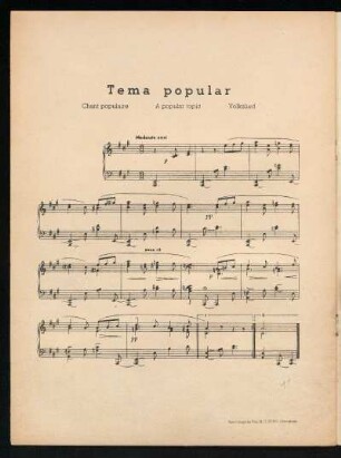 Tema popular : Chant populaire - A popular topic - Volkslied