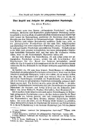 Über Begriff und Aufgabe der pädagogischen Psychologie