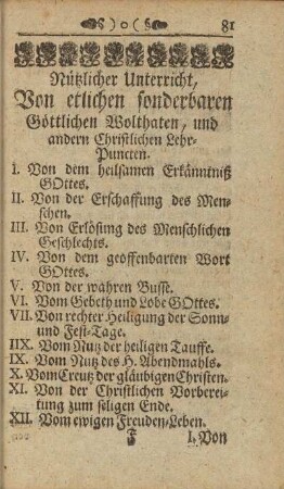 Nützlicher Unterricht, Von etlichen sonderbaren Göttlichen Wohlthaten, und andern Christlichen Lehr-Puncten