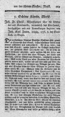 Abhandlungen über die Litteratur und Kunstwerke, vornemlich des Alterthums.