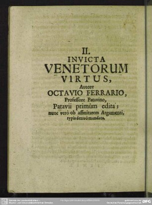 II. Invicta Venetorum Virtus