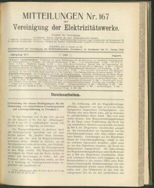 Mitteilung Nr. 167. Jg. 14, August 1915