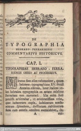 Typographiae Hebraeo - Ferrariensis Origo Ac Progressus