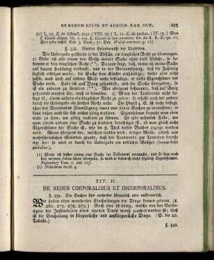 Tit. II. De Rebus Corporalibus Et Incorporalibus – Tit. V. De Actionibus Occasione Servtitutum Competentibus