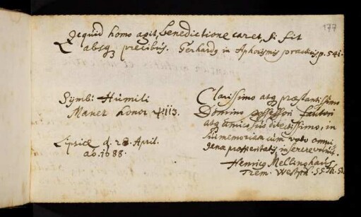 Mellinghaus, Heinrich. Leipzig, 28.4.1688.
