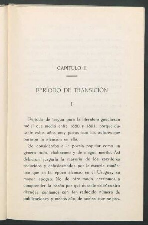 Capítulo II - Período de transición