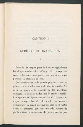 Capítulo II - Período de transición