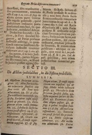 Sectio III. De Actibus judicialibus, in die Festivo prohibitis.