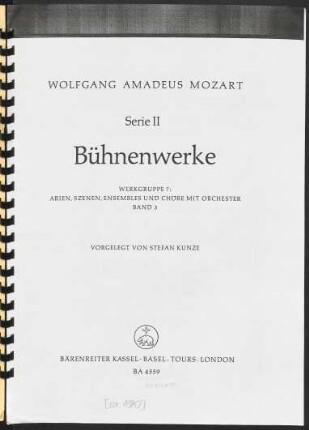 Ser. 2, Werkgruppe 7, Bd. 3: 29. "No, che non sei capace" : Arie für Sopran und Orchester : KV 419