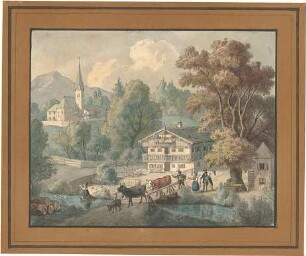 Gärtner, Friedrich von; Reisezeichnungen - Agatharied bei Miesbach (Perspektive)
