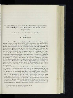 Untersuchungen über den Zusammenhang zwischen Muskelthätigkeit und Stoffzerfall im thierischen Organismus