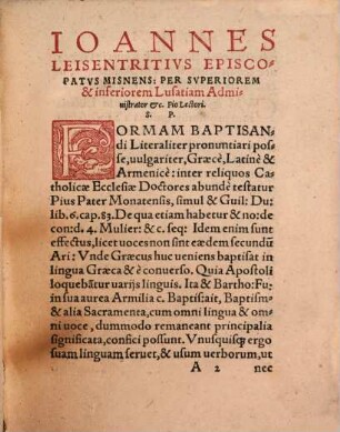 Forma Germanico idiomate baptisandi infantes, secundum Catholicae vereque Apostolicae Ecclesiae ritum