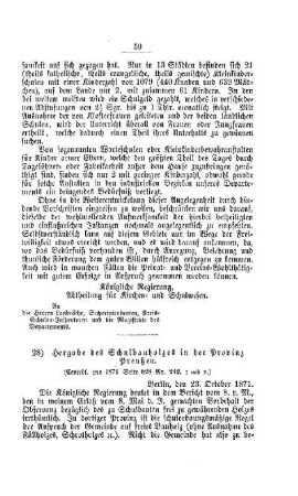 Hergabe des Schulbauholzes in der Provinz Preußen : [IV. Elementarschulwesen]