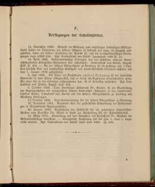 F. Verfügungen der Schulbehörden.