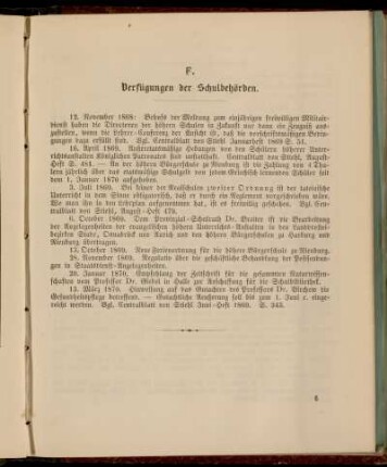 F. Verfügungen der Schulbehörden.