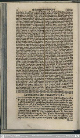 Die Predigten über den neundten Psalm