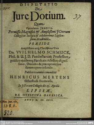 Disputatio de jure dotium