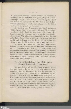 IV. Die Entwickelung des Rittergutes Nieder-Rennersdorf seit 1524