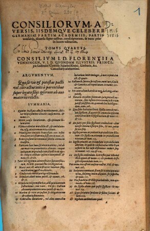 Responsorvm Ivris, Sive Consiliorvm, Partim A Celeberrimis Aliqvot Academiis, Partim à clarissimis Germaniae Iurisconsultis conscriptorum, necdum in publicum editorum, Tomi ..., 4