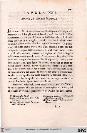Tavola XXII: Adone, e Venere Priapica