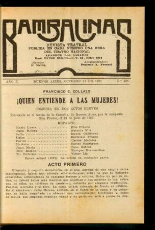 ¡Quien entiende a las mujeres! : comedia en dos actos breves