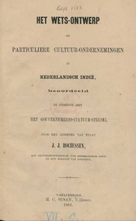 Het wets-ontwerp op particuliere cultuur-ondernemingen in Nederlandsch Indië