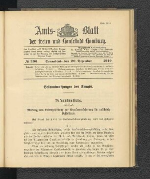 No.306, Sonnabend, den 20. Dezember 1919