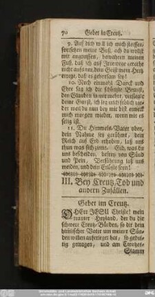 III. Bey Creutz, Tod und andern Zufällen.