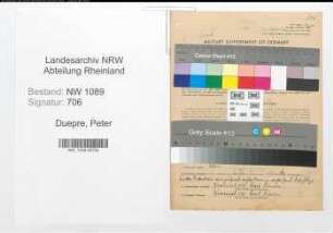 Entnazifizierung Peter Duepre , geb. 27.07.1898 ()
