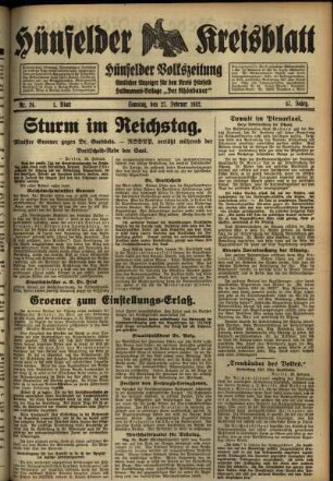Erste Ausgabe vom Samstag, den 27. Februar 1932.