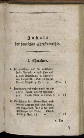 Inhalt der deutschen Chrestomathie