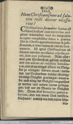 XXIIX. Num Christianismus ad salutem recte dicitur necessarius?
