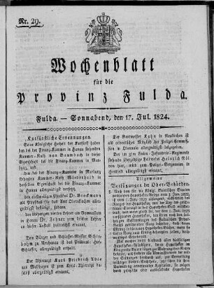 Nr. 29, Ausgabe vom 17. Juli 1824