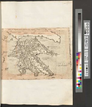 Disegno del Peloponeso secondo la descrittione della Geografia di Strabone nel libro ottauo Tauola VIIII