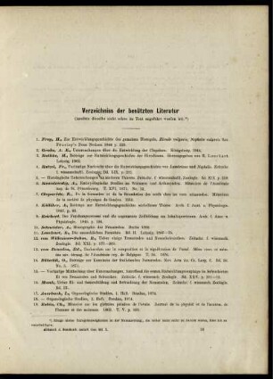 Verzeichniss der benützten Literatur