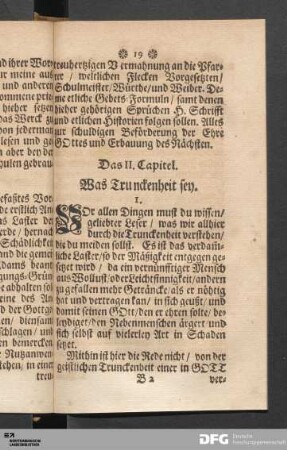 Das II. Capitel. Was Trunckenheit sey.