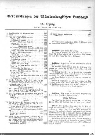 92. Sitzung, Stuttgart, 20.7.1921
