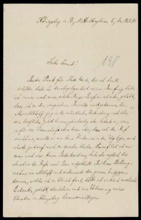 Nr. 15: Brief von Hermann Minkowski an Adolf Hurwitz, Königsberg, 19.9.1896