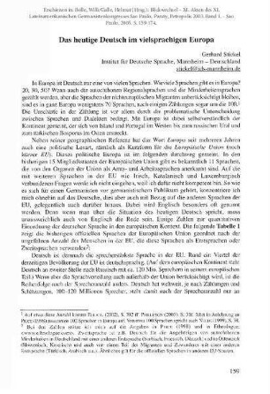 Das heutige Deutsch im vielsprachigen Europa