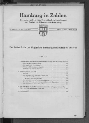 Der Luftverkehr des Flughafens Hamburgs-Fuhlsbüttel bis 1953/1954