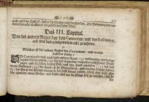 Das III. Capitul. Von der andern Regul bey dem Caminiren/ mit der Resolution, und was dabey insgemein in acht zu nehmen