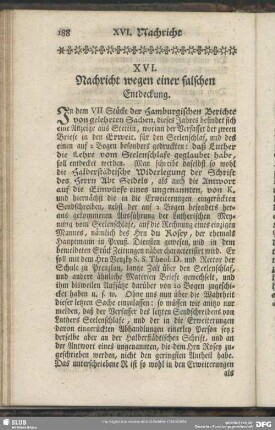 XVI. Nachricht wegen einer falschen Entdeckung