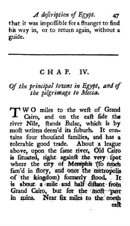 CHAP. IV. - Of the principal towns in Egypt, and of the pilgrimage to Mecca