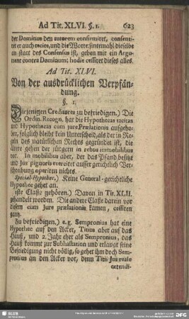 Ad Tit. XLVI. Von der ausdrücklichen Verpfändung