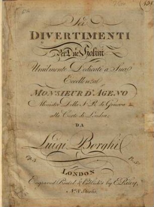 Sei divertimenti per due violini : op. 3