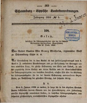 Schaumburg-Lippische Landesverordnungen. 7, 7. 1854/55