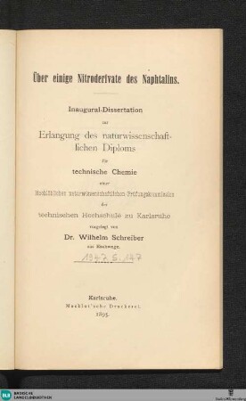 Über einige Nitroderivate des Naphtalins