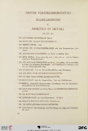 C. Arbeiten in Metall (Nr. 265-344)